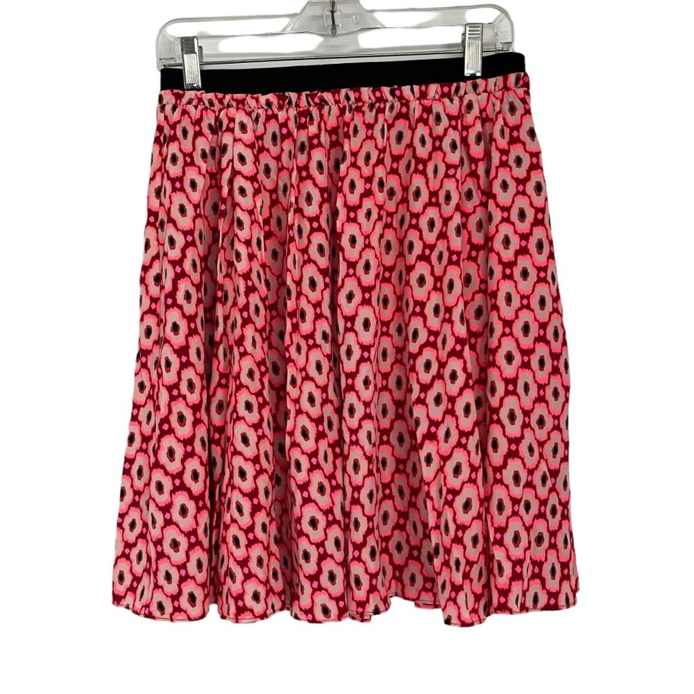 NWT Kate Spade NY Posy Ikat Elastic Skirt Flights of Fancy Pink Med Women's Silk